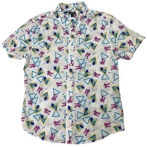 City Streets Beach Bum Button Down Shirt Size Large 80s Retro